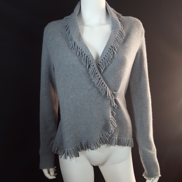 Magaschoni Cashmere Fringe Wrap Sweater - Picture 2 of 8